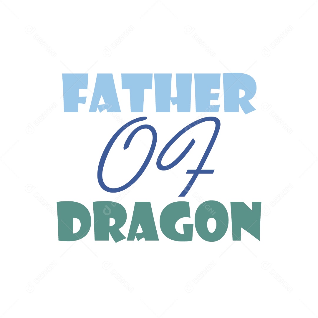Pai 07 Dragão Lettering do Dias dos Pais Vetor EPS