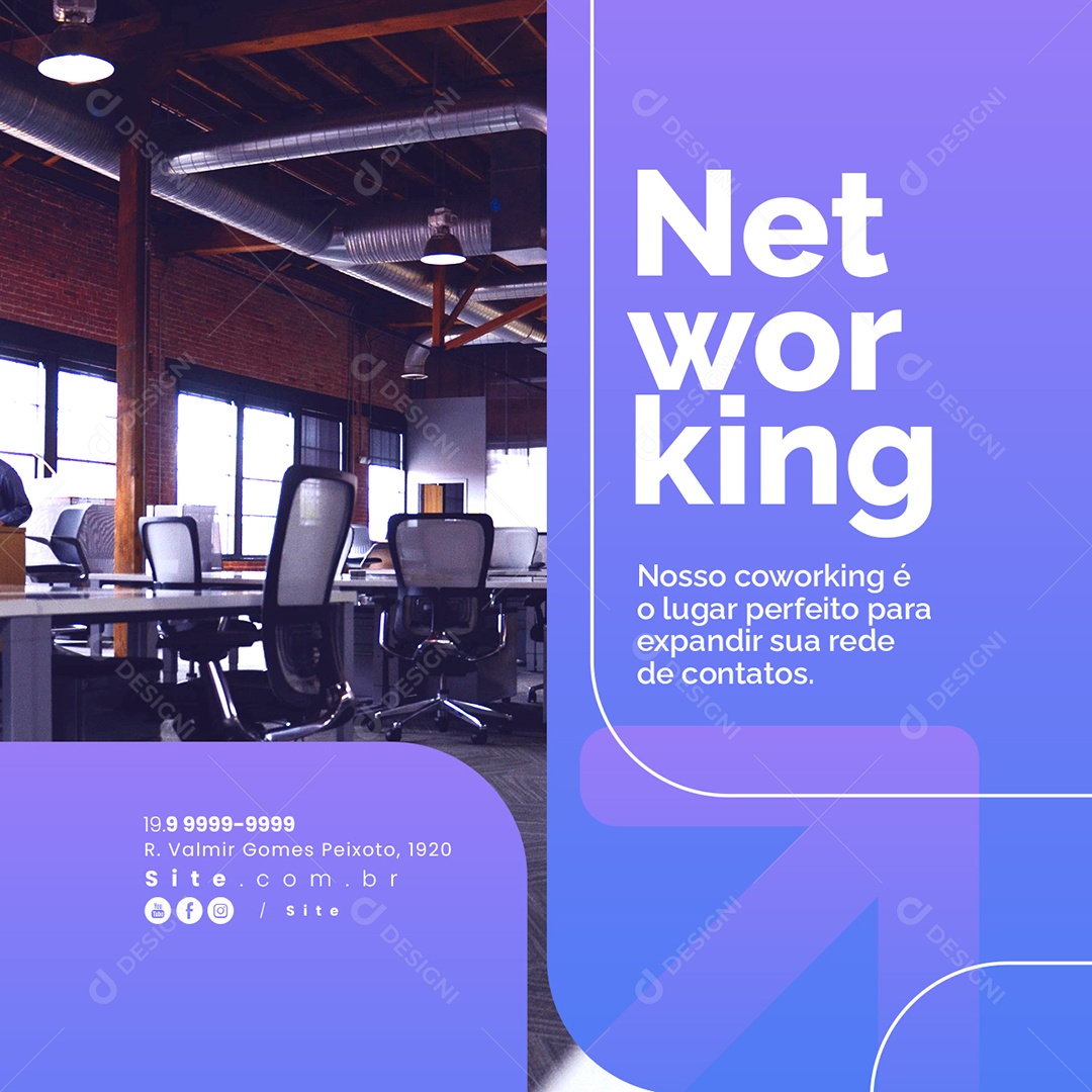 Coworking Networking Nosso coworking é o Lugar Perfeito para Expandir sua Rede de Contatos Social Media PSD Editável