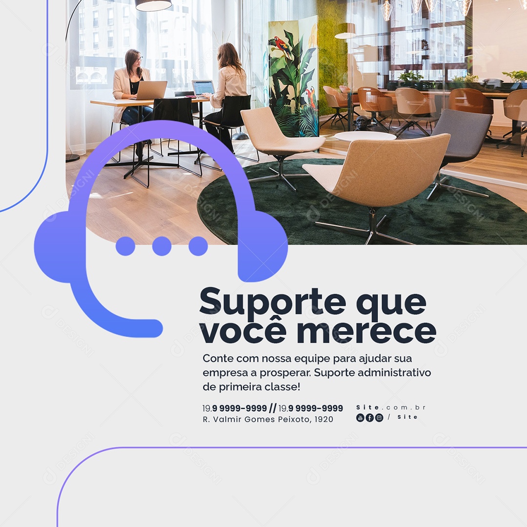 Coworking Suporte que Você Merece Social Media PSD Editável