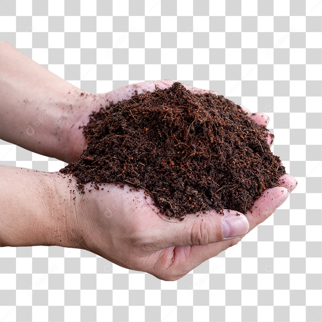 Mãos Cheia de Terra Preta PNG Transparente