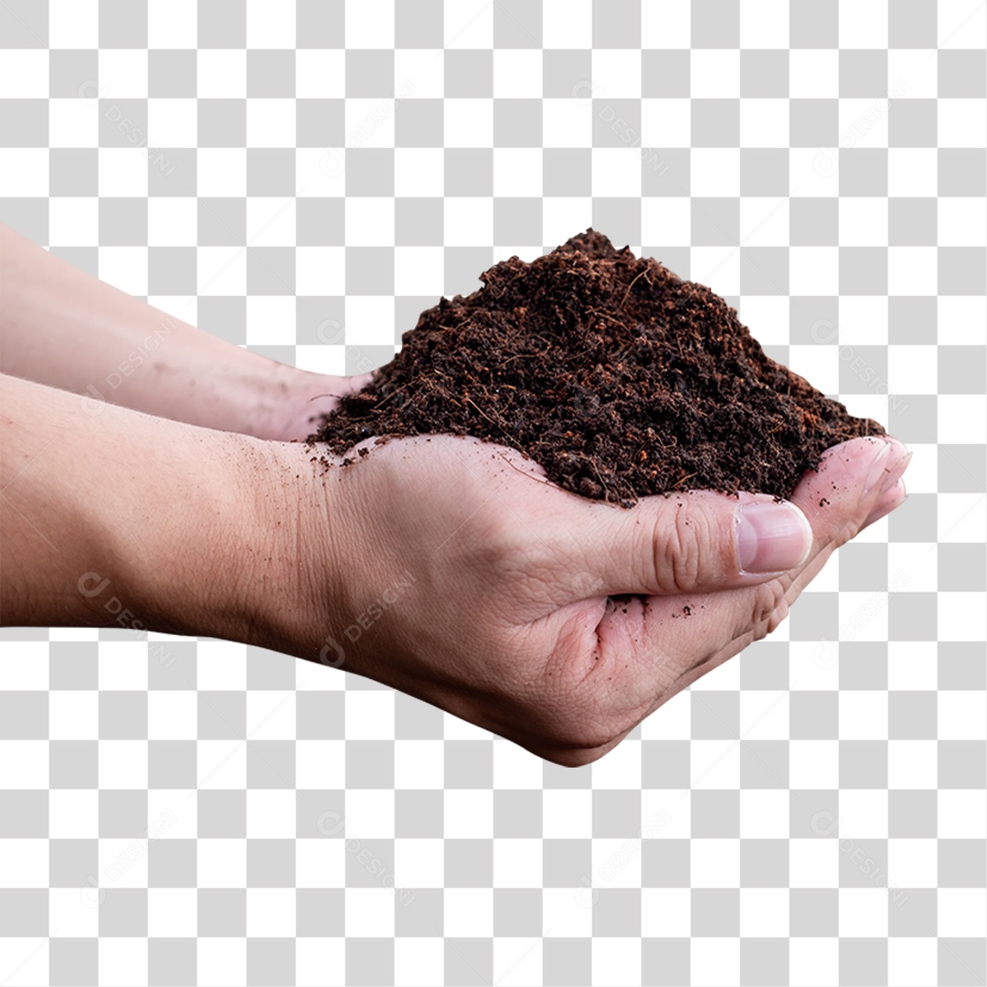 Mãos Cheia de Terra Preta PNG Transparente