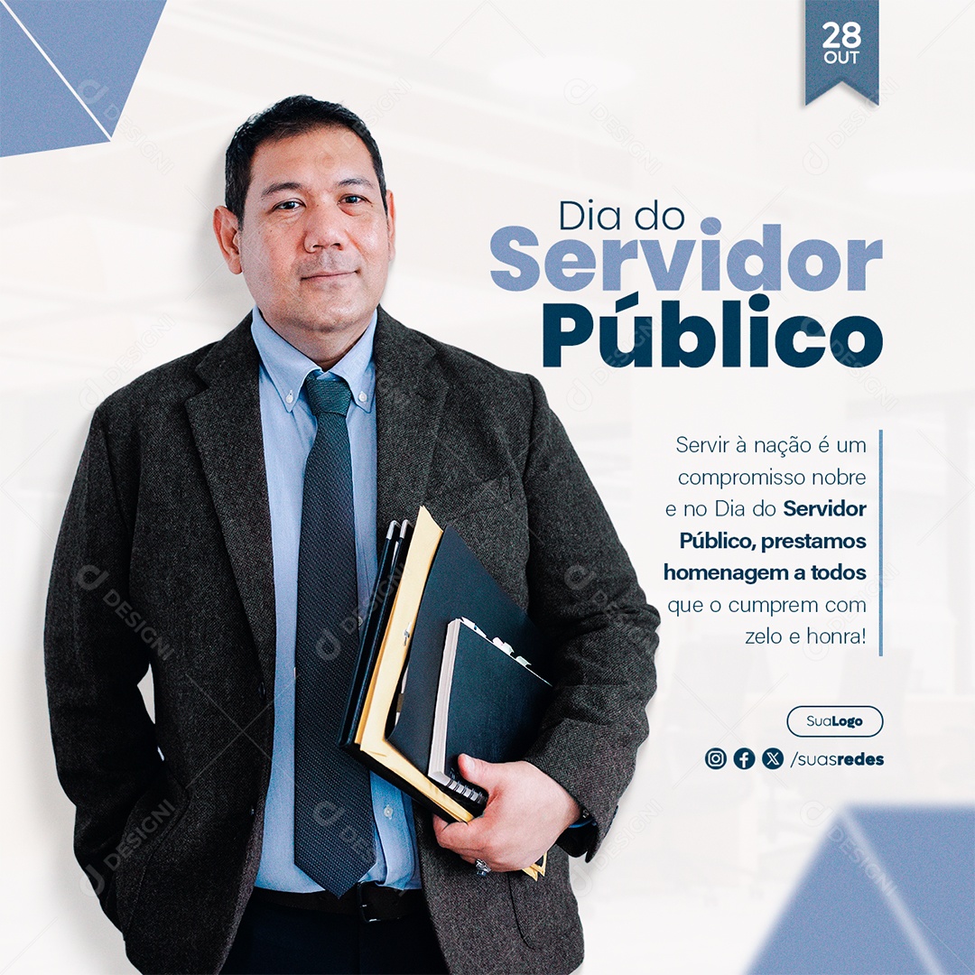 Dia do Servidor Público 28 de Outubro Servir a Nação é um Compromisso Nobre Social Media PSD Editável