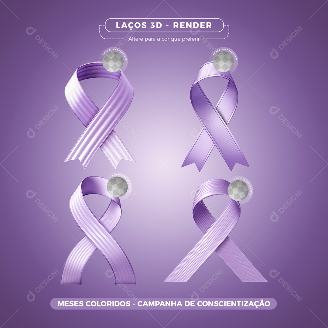 Fevereiro Roxo Selo 3D para Composição PSD