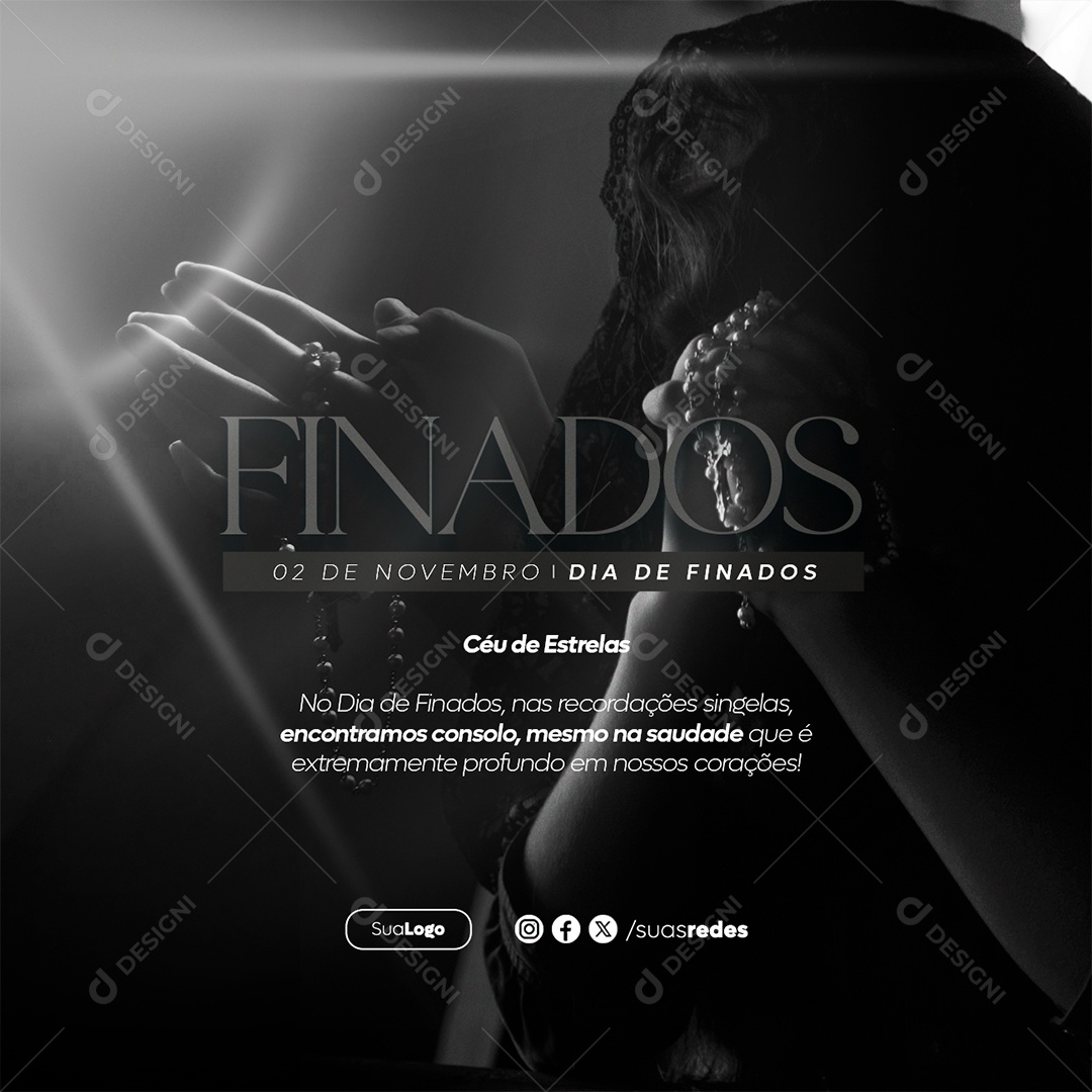 Dia de Finados 2 de Novembro nas Recordações Singelas Encontramos Consolo na Saudade Social Media PSD Editável