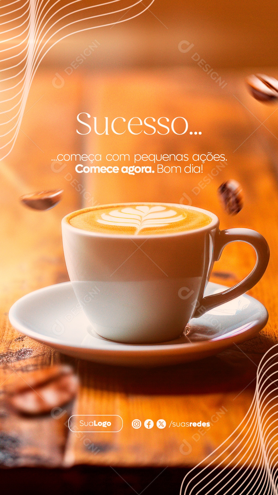 Frase Motivacional  Sucesso Começa com Pequenas Ações Comece Agora Social Media PSD Editável