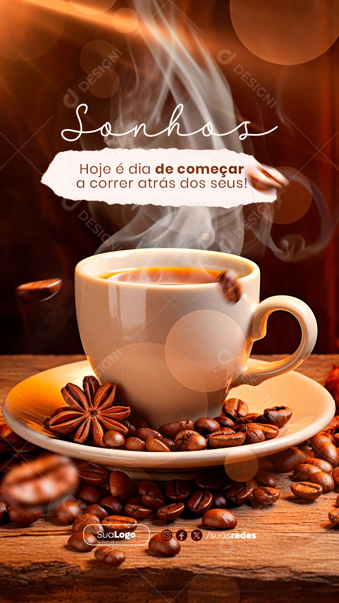 Frase Motivacional Sonhos Hoje é Dia de Começar a Correr Atrás dos seus Social Media PSD Editável