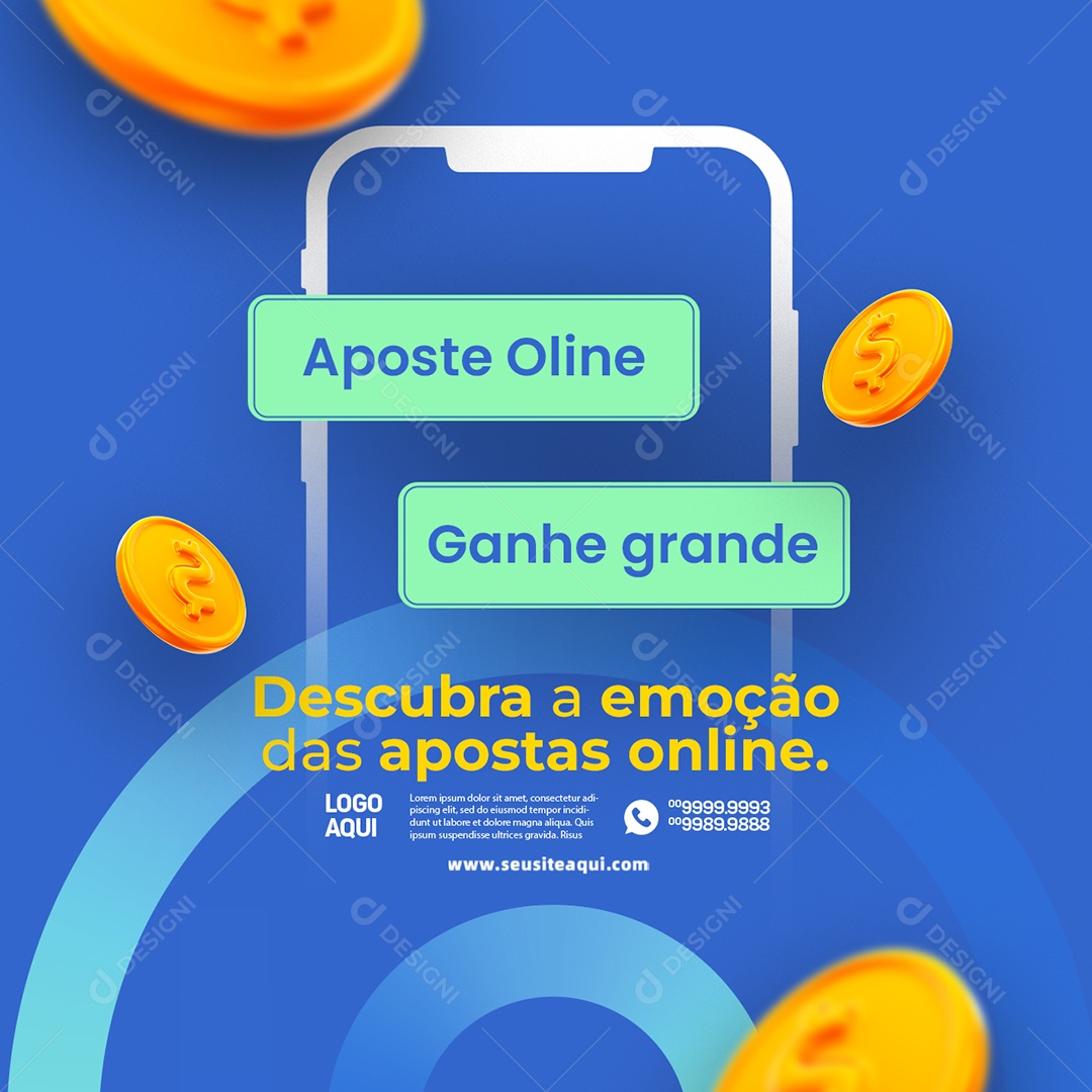 Lotérica Aposte Online Ganhe Grande Descubra a Emoção das Apostas Online Social Media PSD Editável