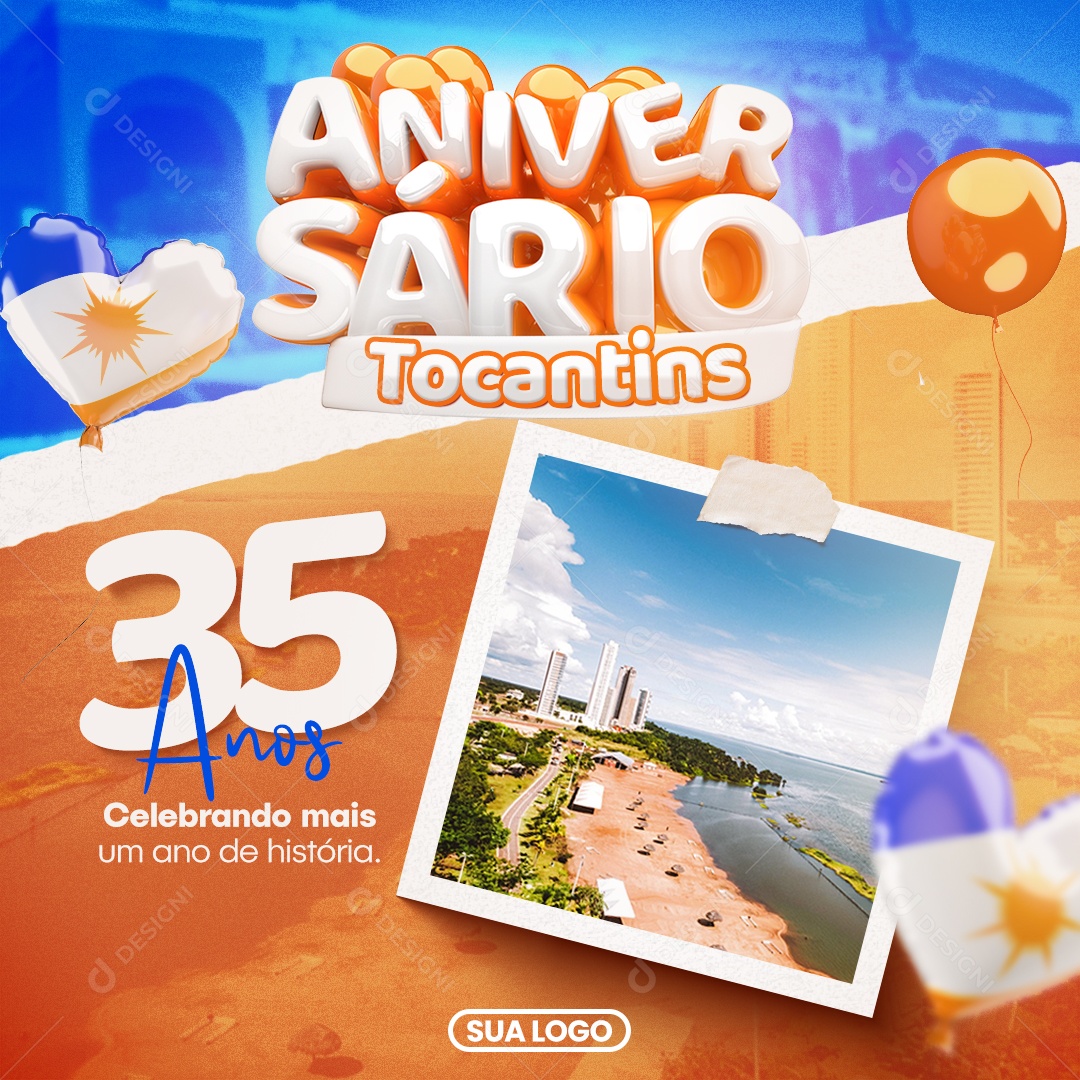 Aniversário Tocantins 35 Anos de História Social Media PSD Editável