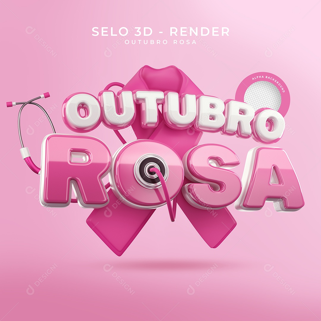 Outubro Rosa Selo 3D Para Composição PSD