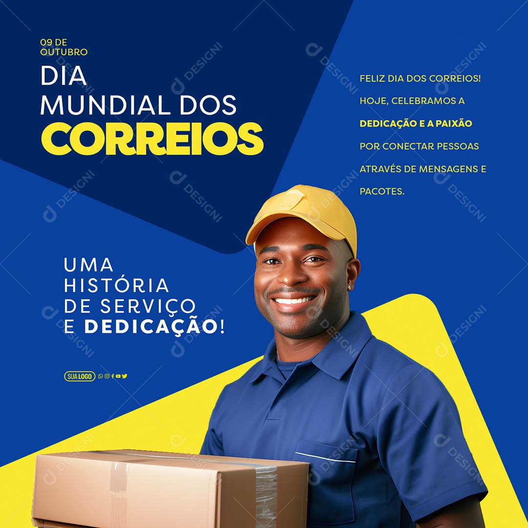 Dia Mundial dos Correios 9 de Outubro uma História de Serviço e Dedicação Social Media PSD Editável