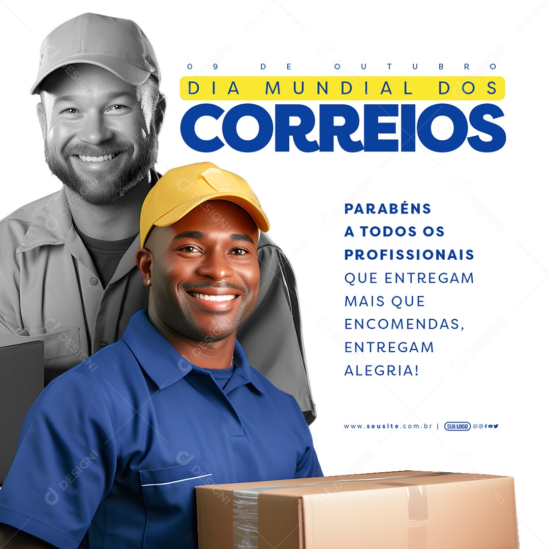 World Postal Day October 9th: Congratulations to all the Professionals who Deliver More than Orders Social Media Editable PSD