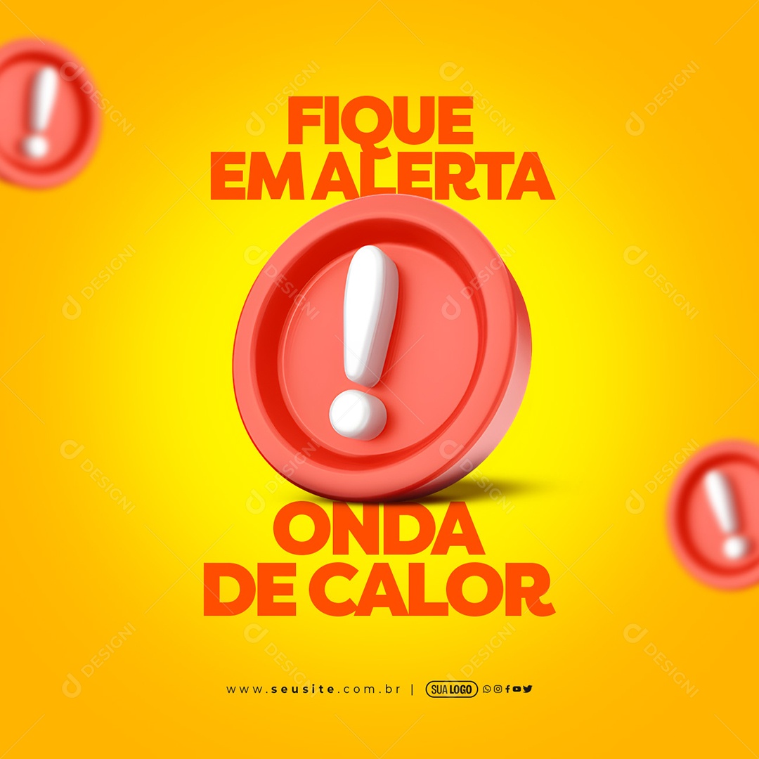 Clima Fique em Alerta Onda de Calor Social Media PSD Editável
