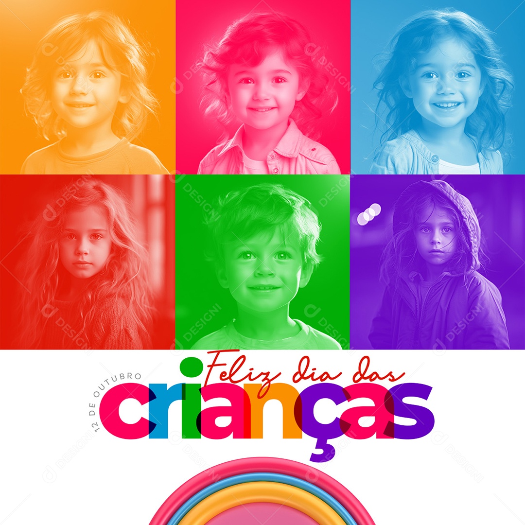 Dia Das Crianças 12 de Outubro  Selo 3D para Composição PSD