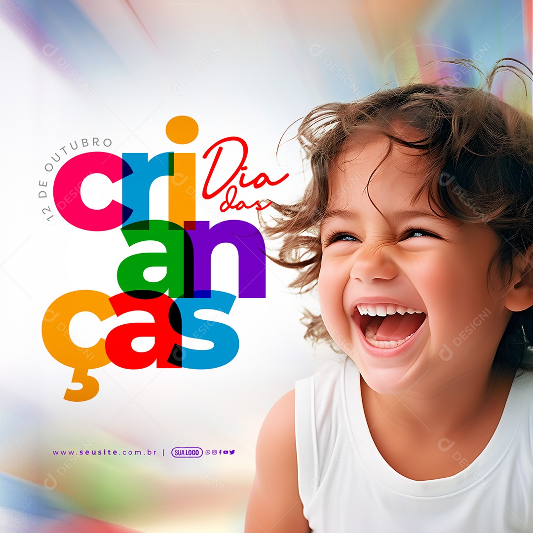 Dia Das Crianças 12 de Outubro  Selo 3D para Composição PSD