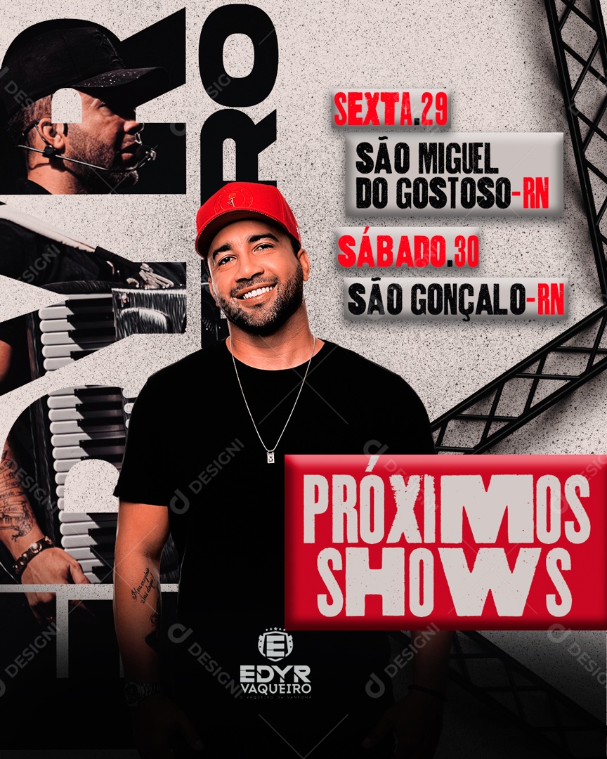 Flyer Próximos Shows Edyr Vaqueiro Social Media PSD Editável