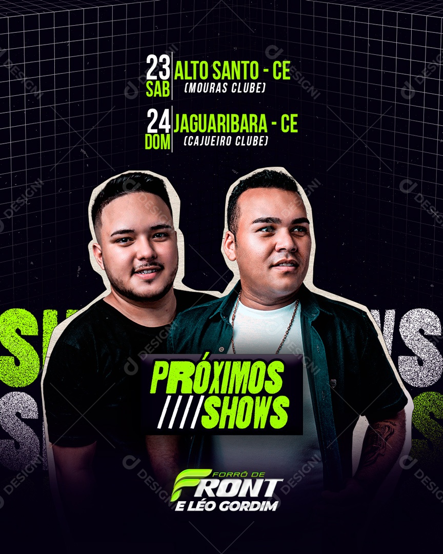 Flyer Próximos Shows Forró De Front E Léo Gordim Social Media PSD Editável