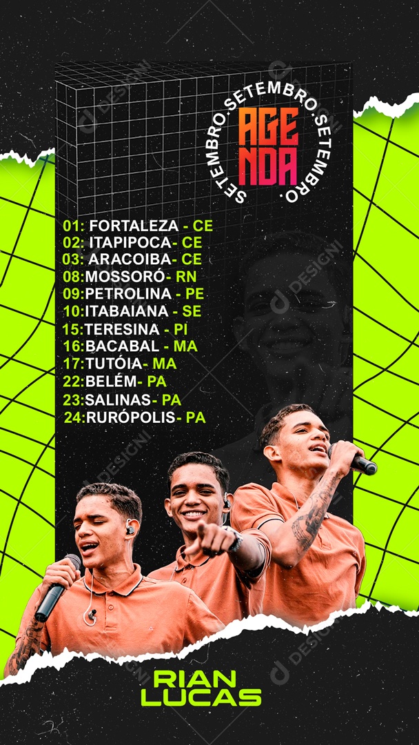 Story Flyer Agenda Mensal Rian Lucas Social Media PSD Editável