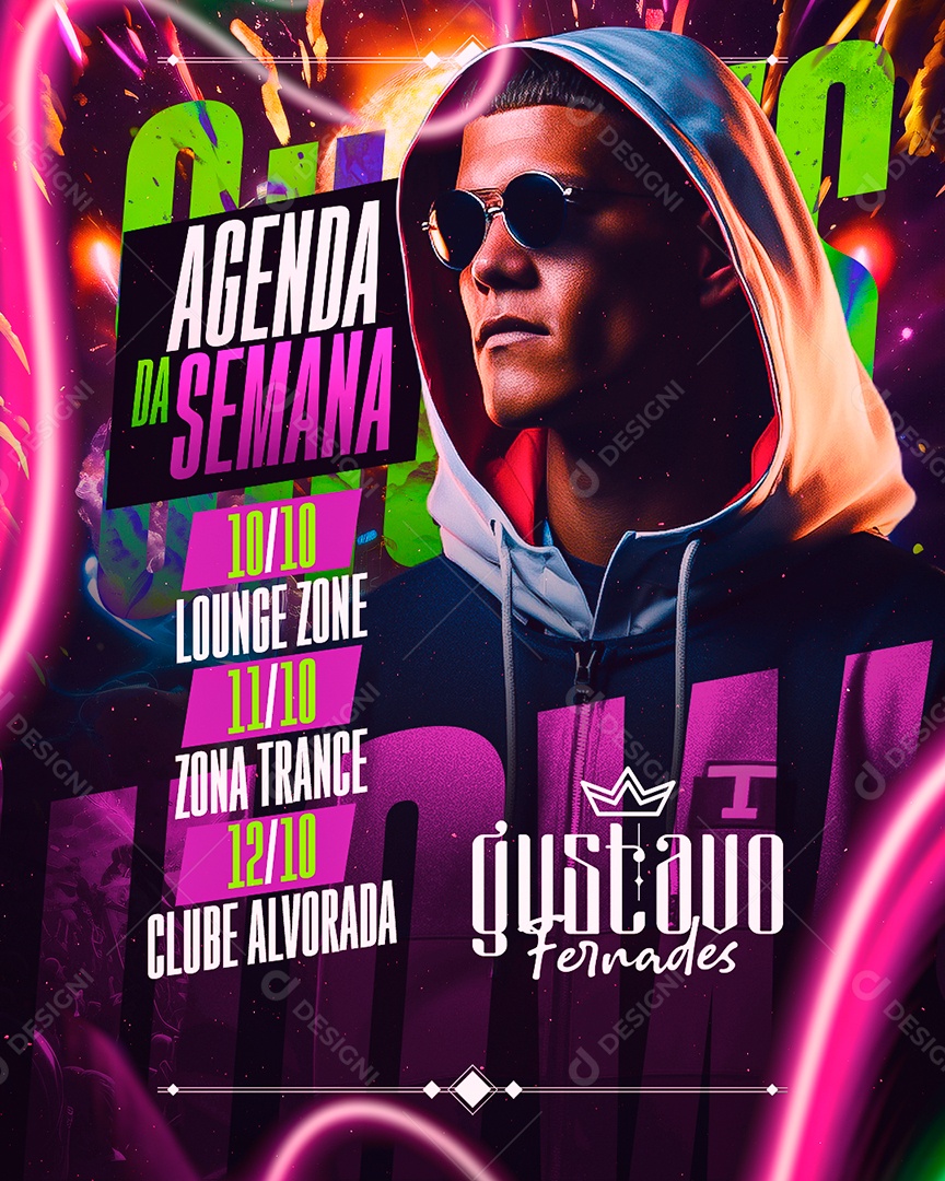 Flyer Agenda da Semana Gustavo Fernades Social Media PSD Editável