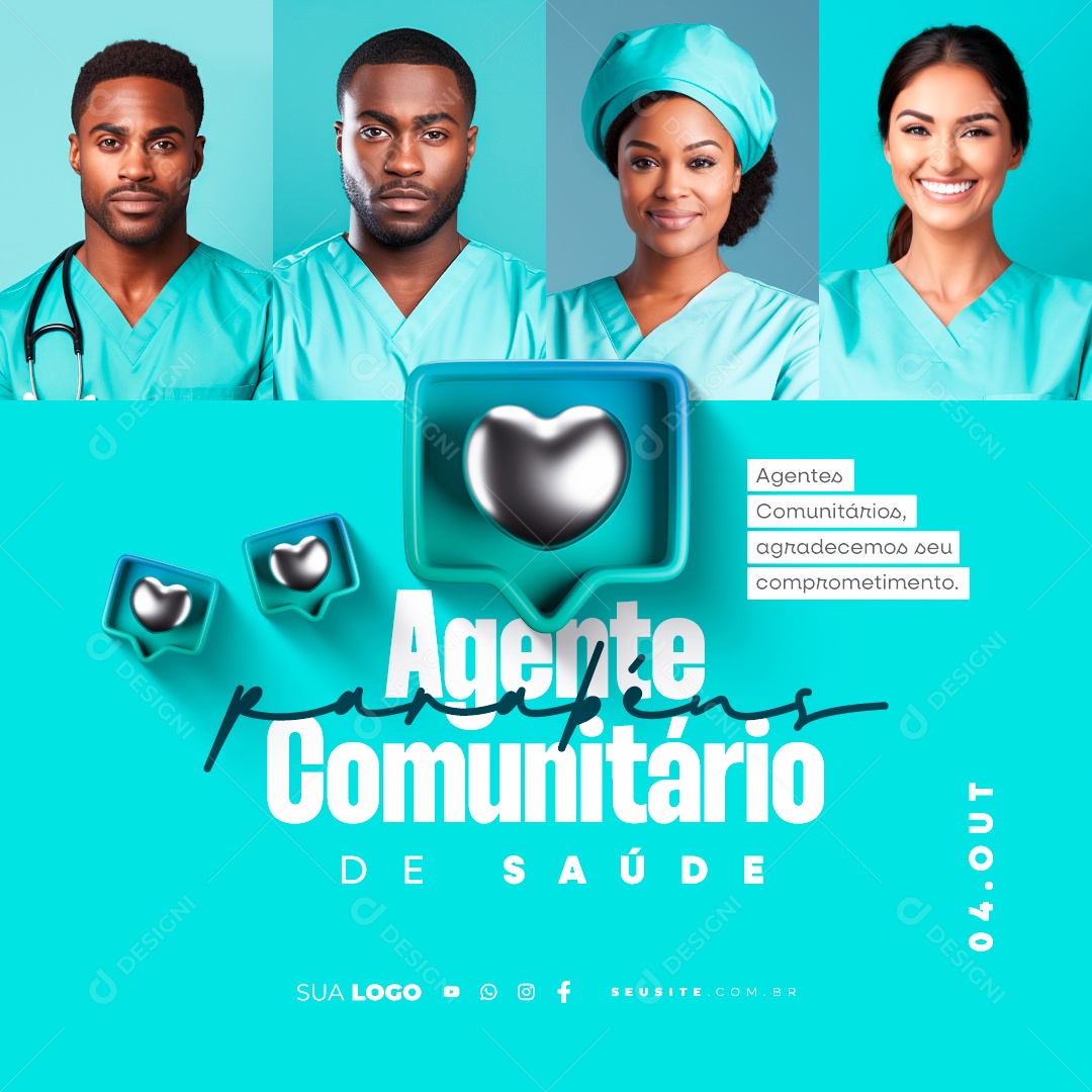 Dia do Agente Comunitário de Saúde Parabéns Social Media PSD Editável