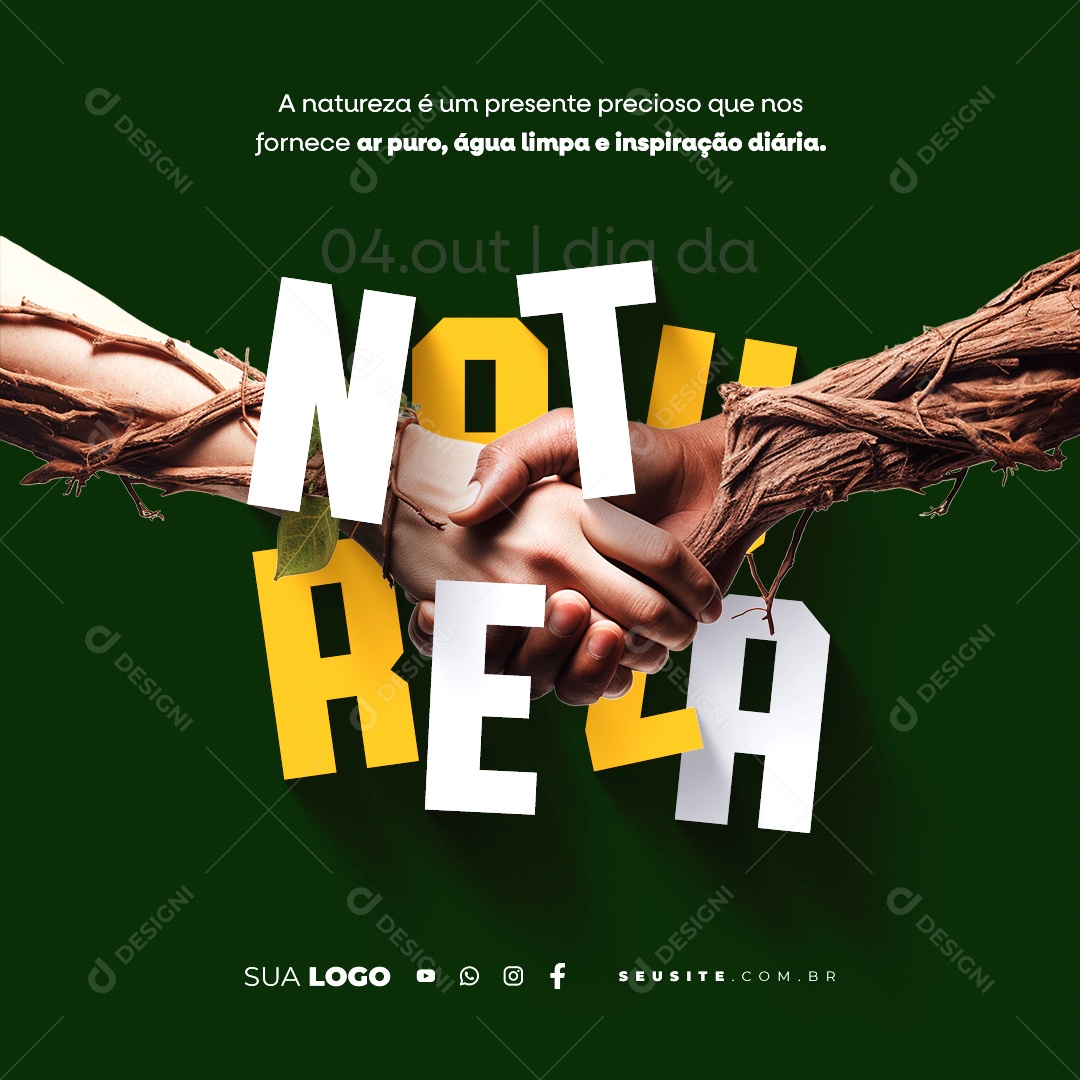 Dia Da Natureza 04 de Outubro A Natureza é um Presente Precioso Social Media PSD Editável