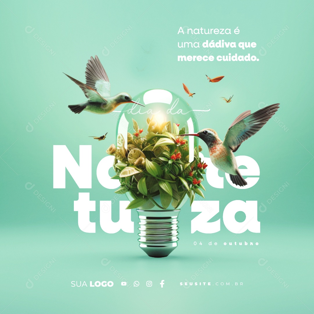 Dia Da Natureza 04 de Outubro A Natureza é uma Dádiva que Merece Cuidado Social Media PSD Editável