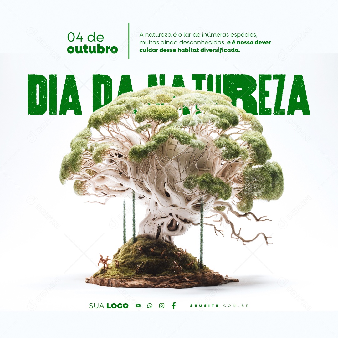 Dia Da Natureza 04 de Outubro A Natureza é o Lar de Inúmeras Espécies Social Media PSD Editável