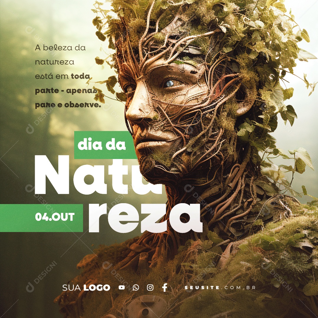 Dia Da Natureza A Beleza da Natureza Está em Toda Parte Apenas pare e Observe Social Media PSD Editável