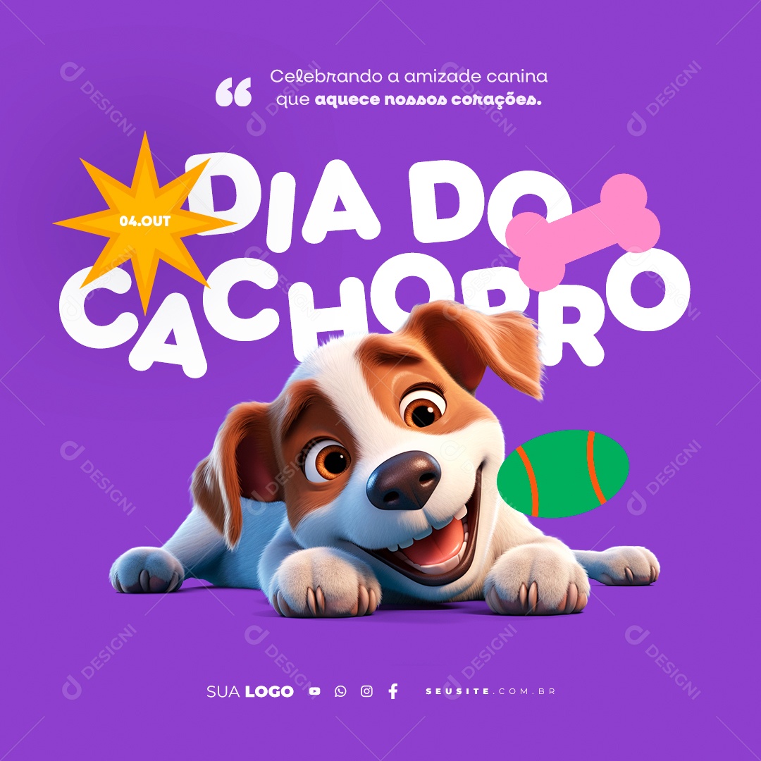 Dia do Cachorro 04 de Outubro Social Media PSD Editável