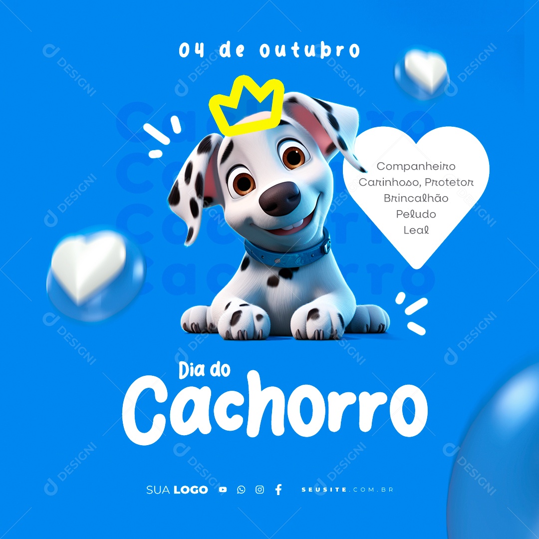 Dia do Cachorro Companheiro Carinhoso Protetor Brincalhão Social Media PSD Editável
