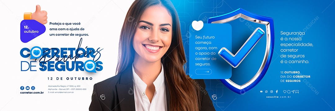 Carrossel Dia do Corretor de Seguros 12 de Outubro Social Media PSD Editável