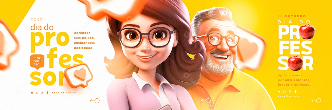 Carrossel Dia Do Professor 15 de Outubro Social Media PSD Editável