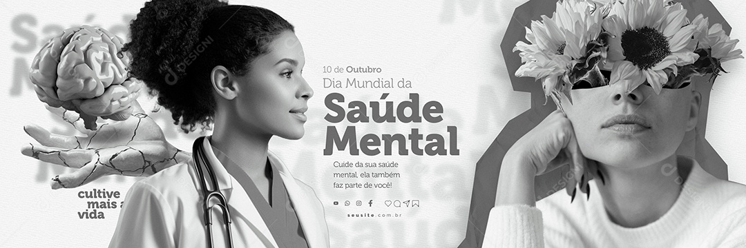 Carrossel Dia Mundial Da Saúde Mental 10 de Outubro Social Media PSD Editável