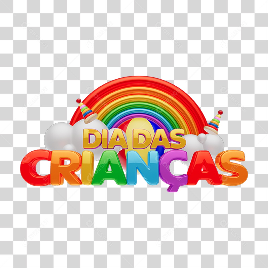 Elemento 3D Dia das Crianças Para Composição PNG Transparente