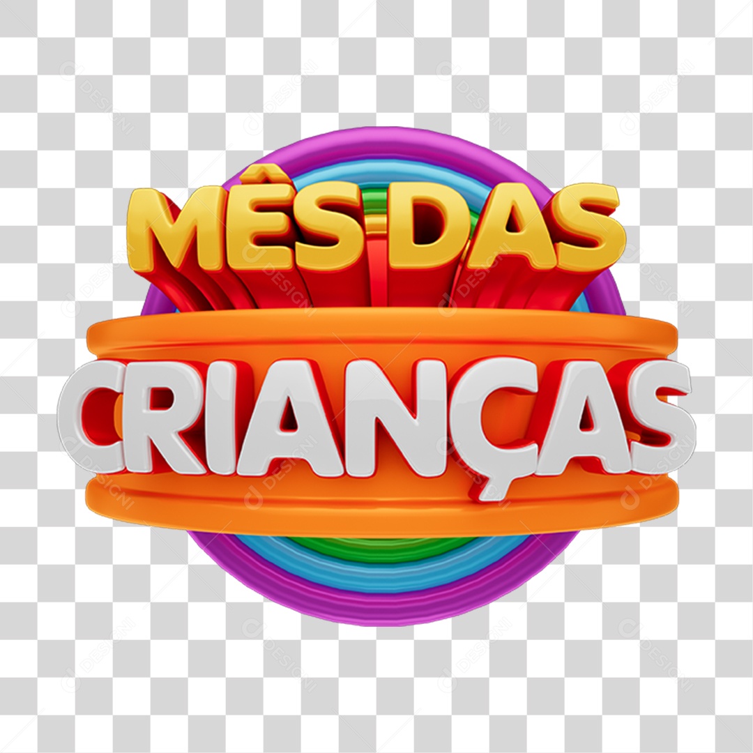 Elemento 3D Mês das Crianças Para Composição PNG Transparente