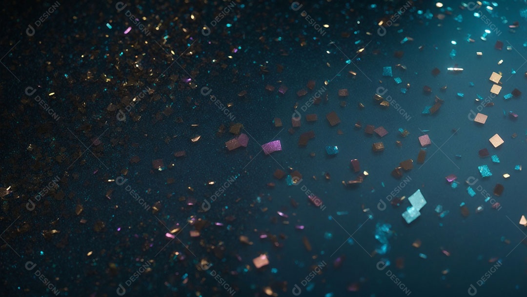 Confetes coloridos sobre fundo azul