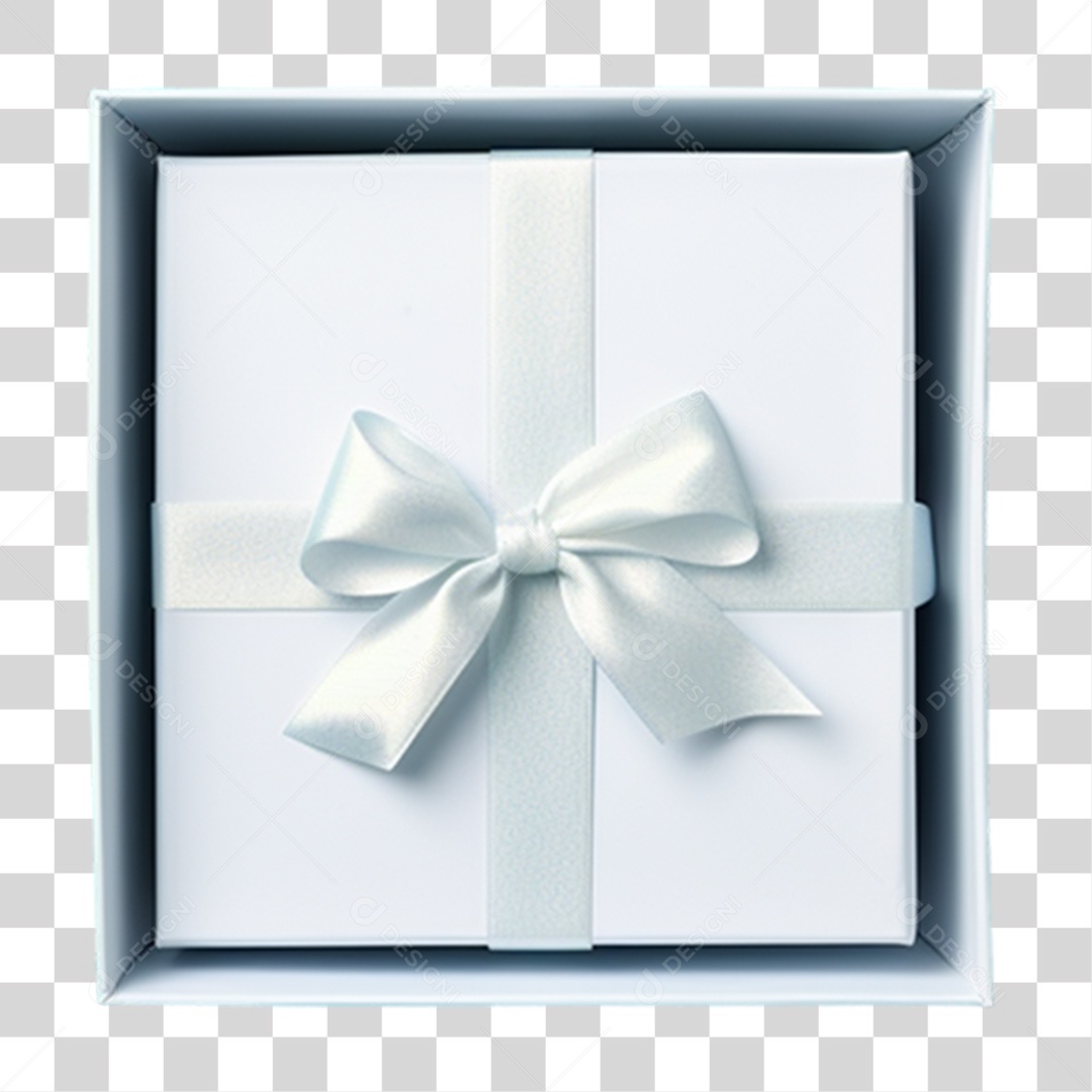 Caixa com Laço Branco Conscientização Novembro Azul PNG Transparente