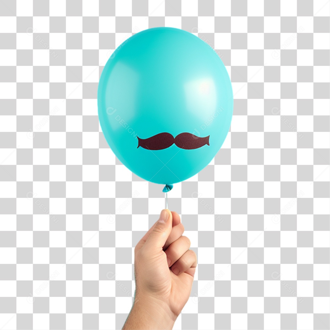 Mão Segurando Balão Azul para Conscientização Novembro Azul PNG Transparente