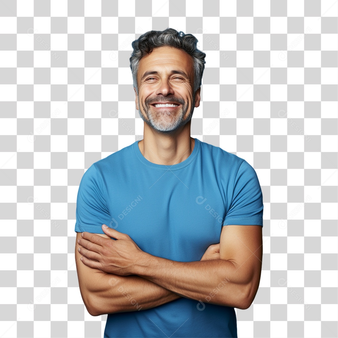 Homem de Camisa Azul Para Conscientização de Novembro Azul PNG Transparente