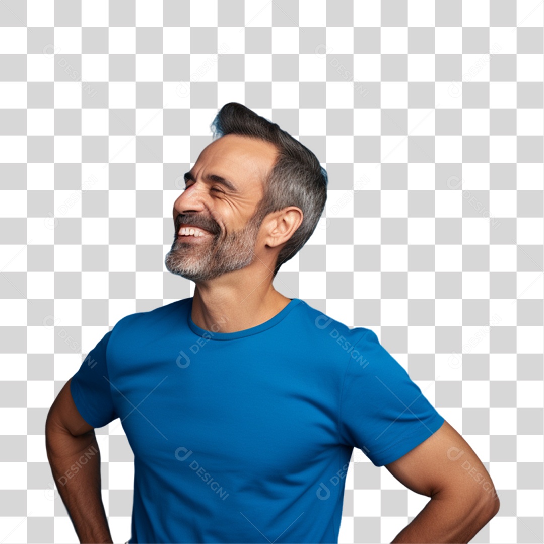 Homem de Camisa Azul Para Conscientização de Novembro Azul PNG Transparente