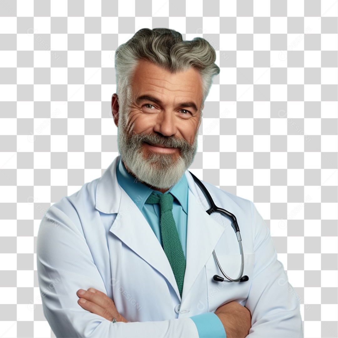 Médico com Jaleco e Camisa Azul Para Conscientização Novembro Azul PNG Transparente
