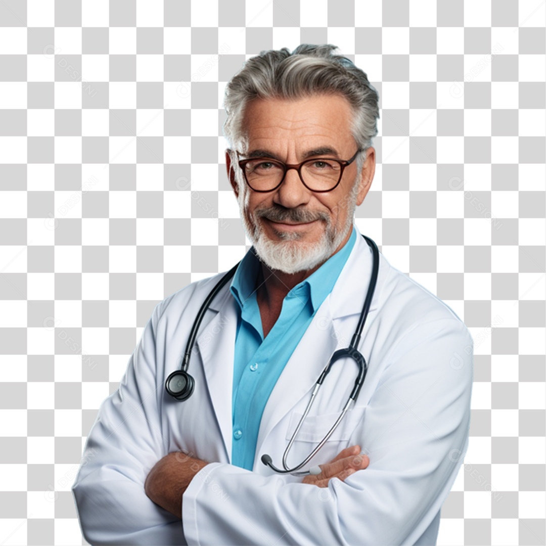 Médico com Jaleco e Camisa Azul Para Conscientização Novembro Azul PNG Transparente