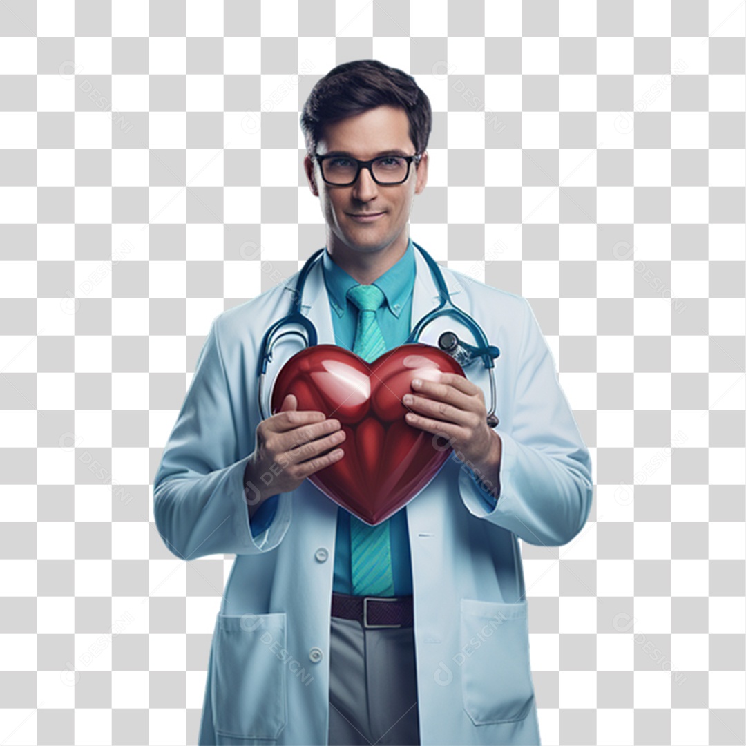 Médico com Jaleco e Camisa Azul Para Conscientização Novembro Azul PNG Transparente