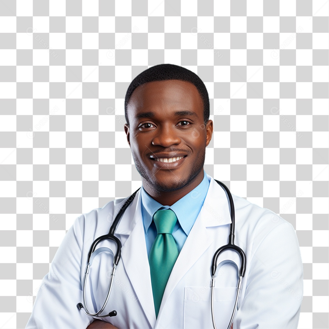 Médico com Jaleco e Camisa Azul Para Conscientização Novembro Azul PNG Transparente
