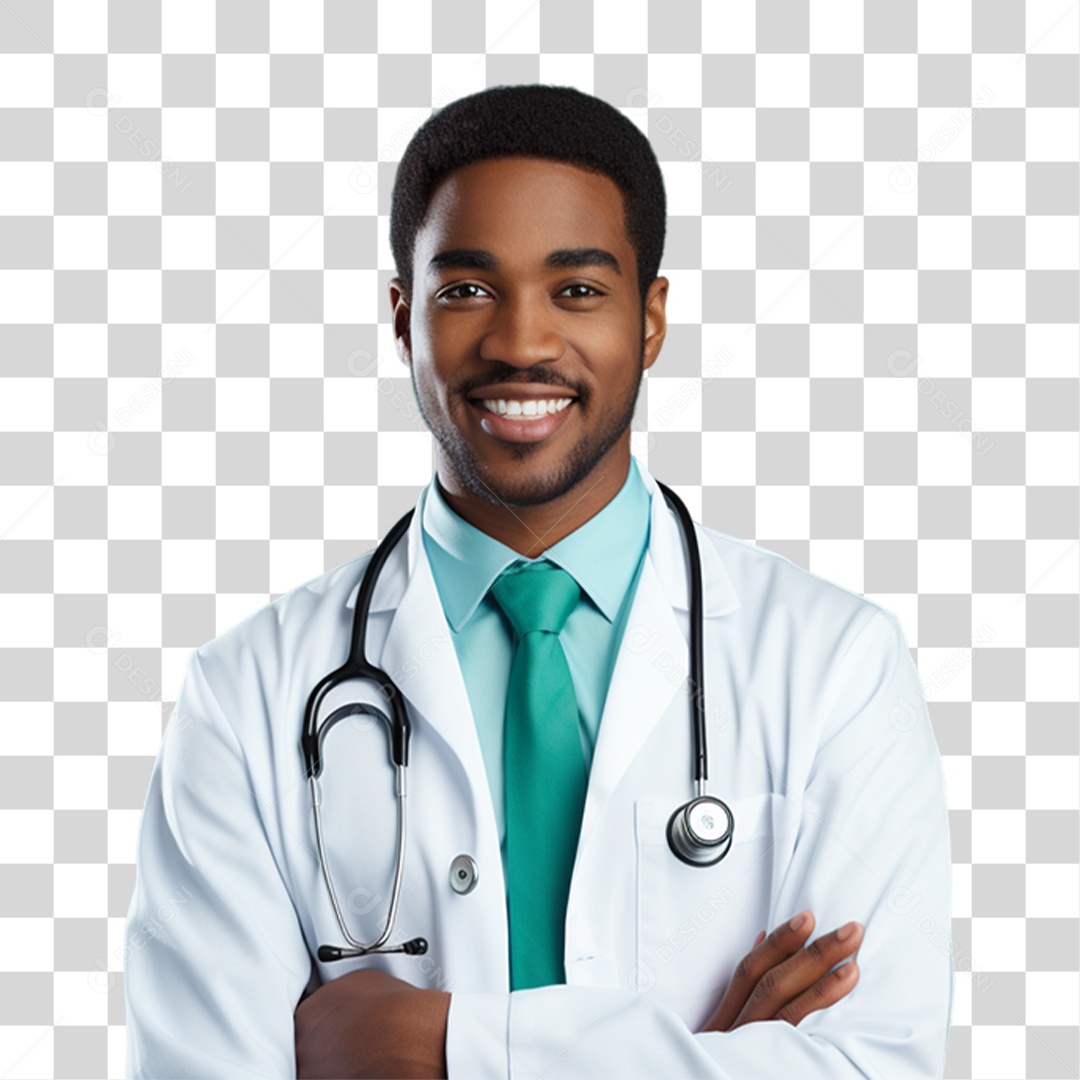 Médico com Jaleco e Camisa Azul Para Conscientização Novembro Azul PNG Transparente