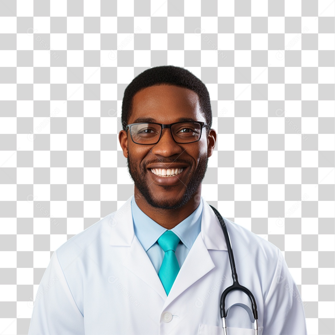 Médico com Jaleco e Camisa Azul Para Conscientização Novembro Azul PNG Transparente