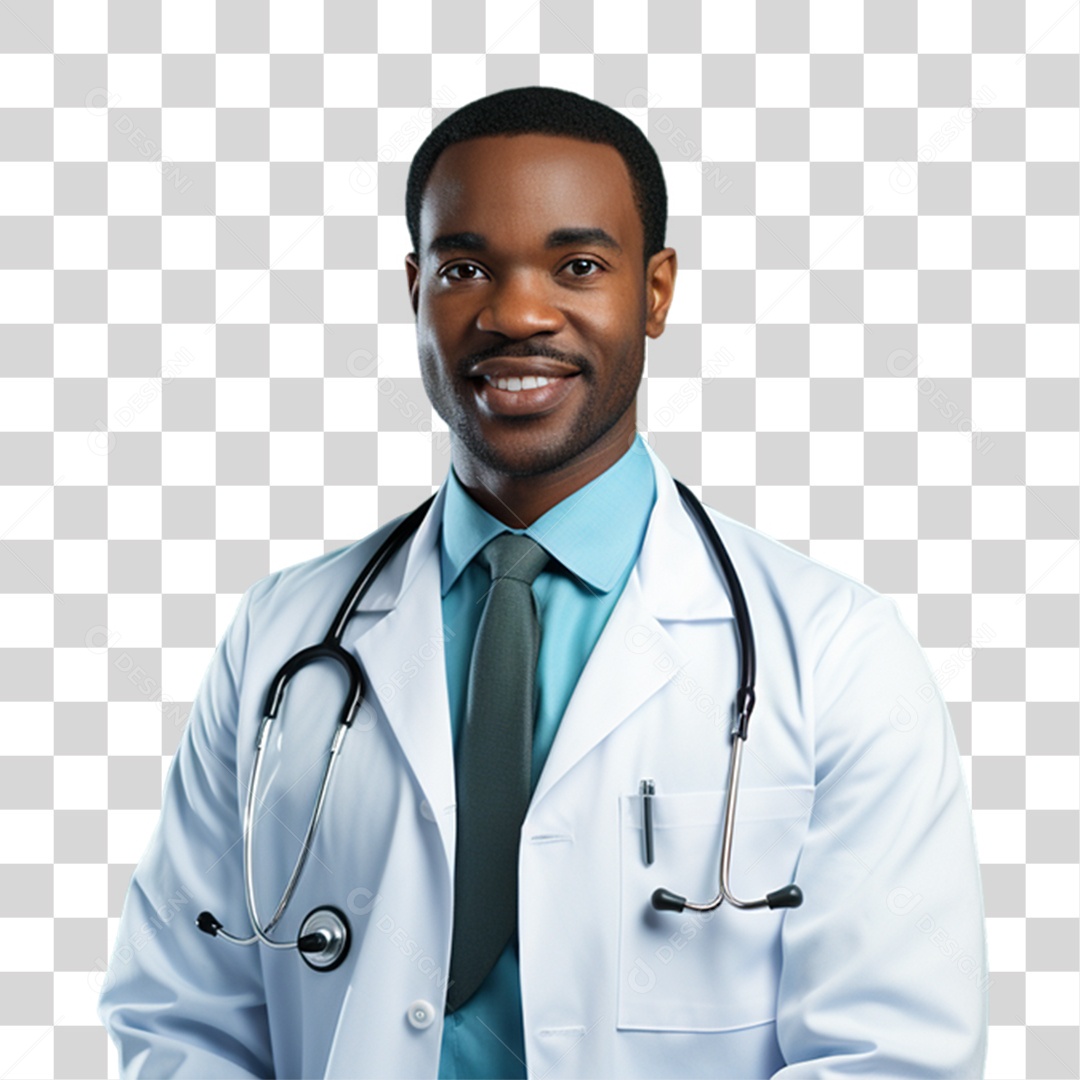 Médico com Jaleco e Camisa Azul Para Conscientização Novembro Azul PNG Transparente