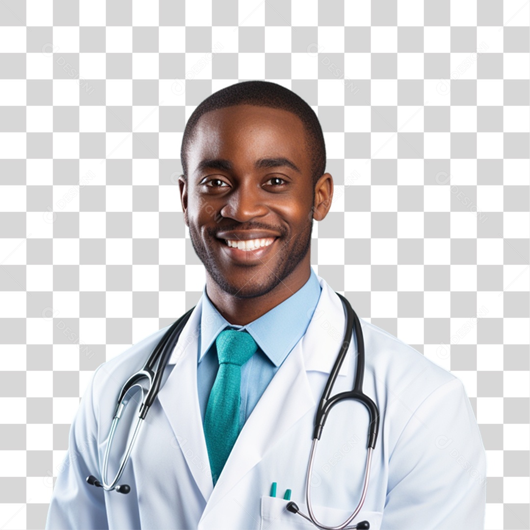 Médico com Jaleco e Camisa Azul Para Conscientização Novembro Azul PNG Transparente