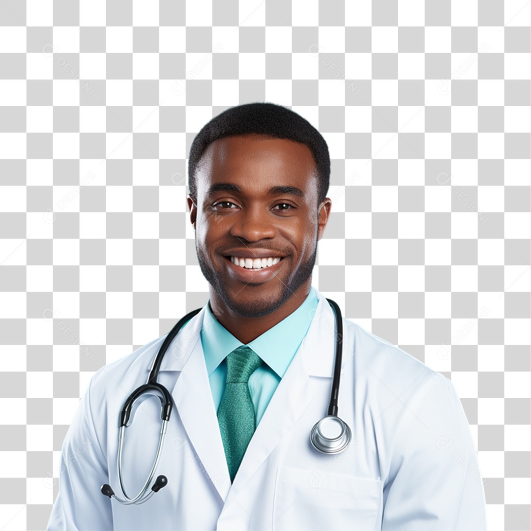 Médico com Jaleco e Camisa Azul Para Conscientização Novembro Azul PNG Transparente