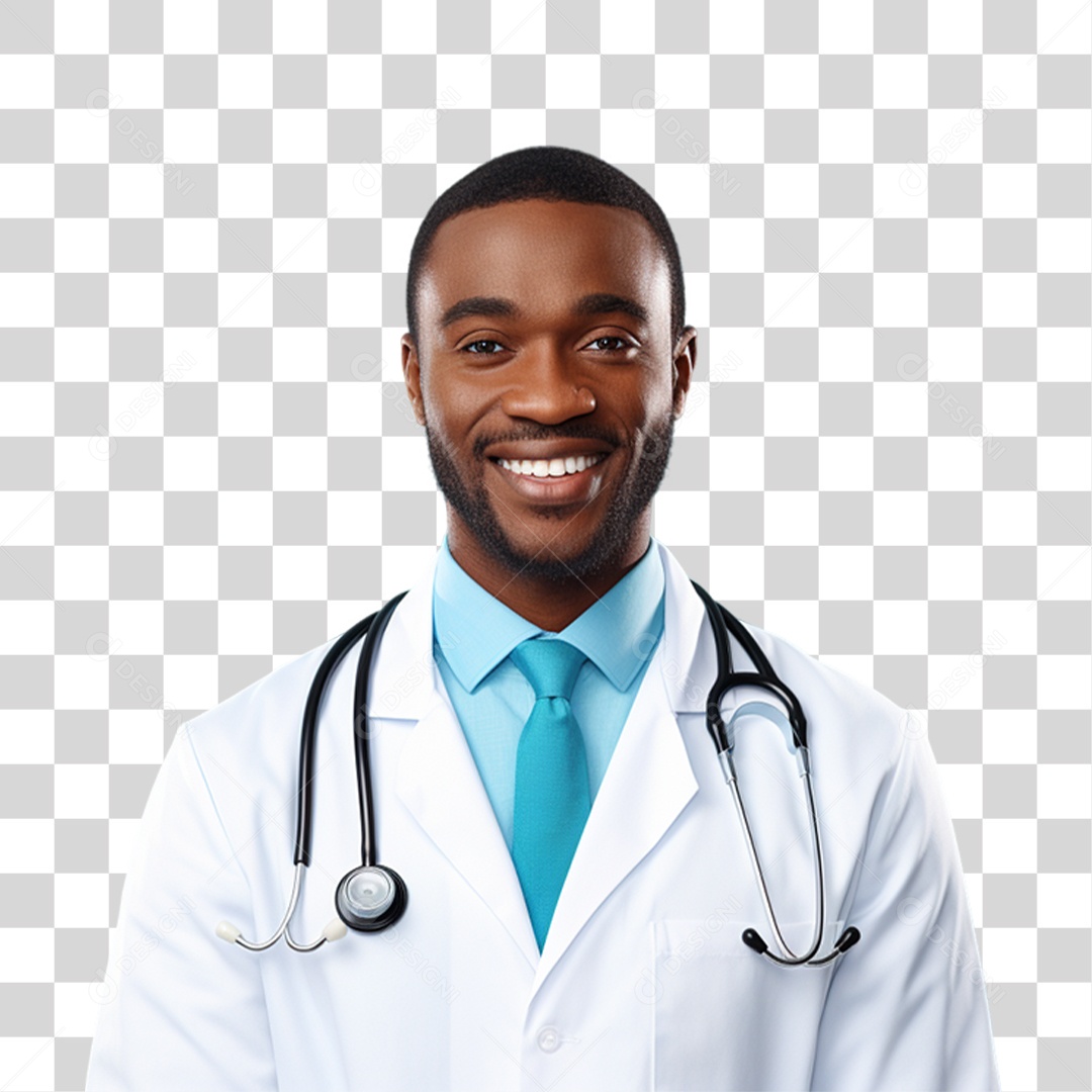 Médico com Jaleco e Camisa Azul Para Conscientização Novembro Azul PNG Transparente
