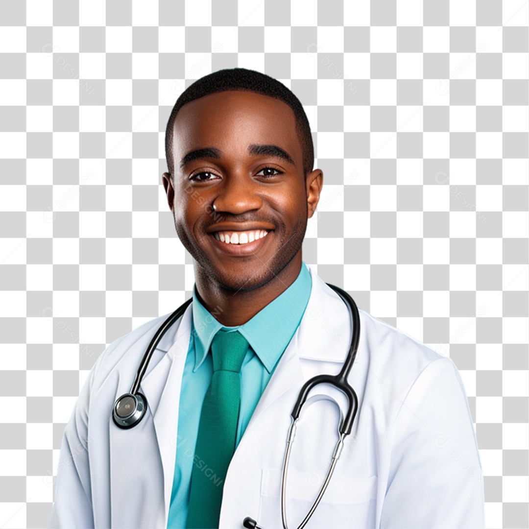 Médico com Jaleco e Camisa Azul Para Conscientização Novembro Azul PNG Transparente